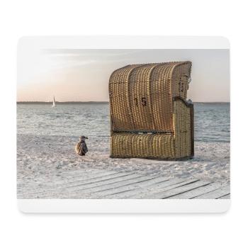 Coastal Serenity with Strandkorb - Mousepad (Querformat) - Weiß - Vorne