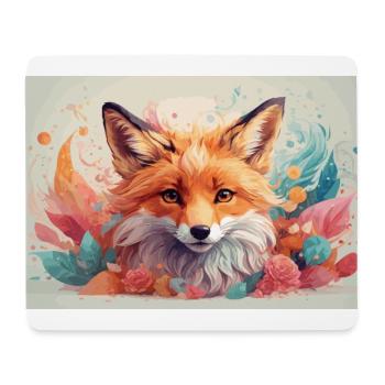 süßer Fuchs im pastell Rosenmeer - Mousepad (Querformat) - Weiß - Vorne