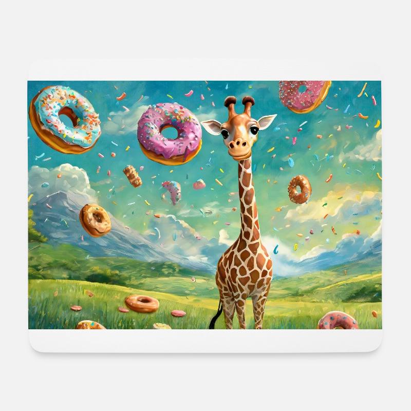 Giraffe im Schlaraffenland - Mousepad (Querformat) - Weiß