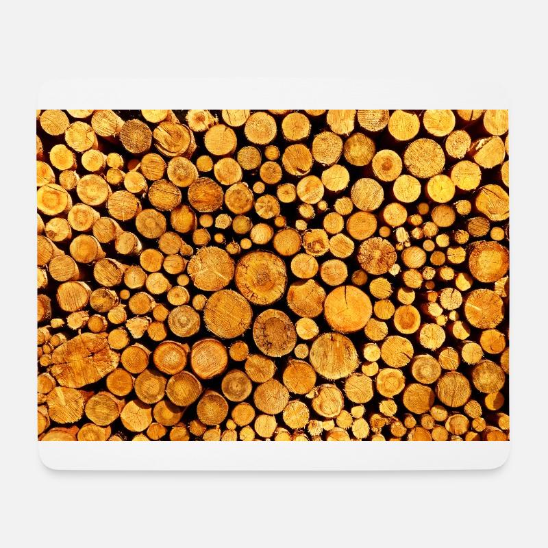 Baumstämme Baumstamm gestapelt Natur Holz Poster - Mousepad (Querformat) - Weiß