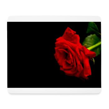rote Rose auf schwarzem Valentinstaghintergrund - Mousepad (Querformat) - Weiß - Vorne