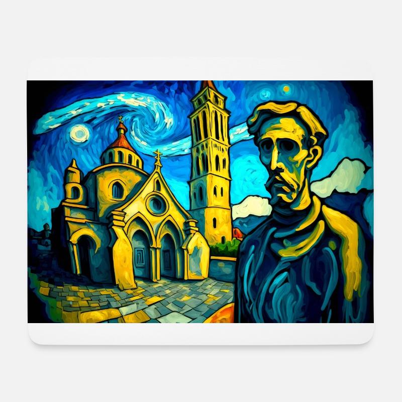 Spanischer Dorfplatz im Stile Antoni Gaudi - Mousepad (Querformat) - Weiß