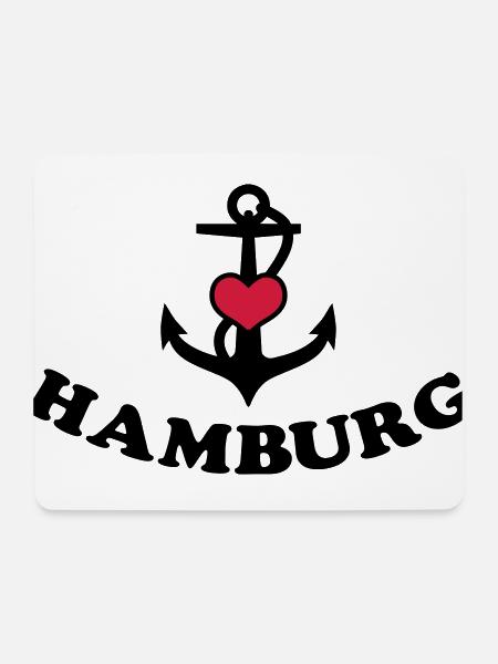 21 Hamburg Anker Herz 2c - Mousepad (Querformat) - Weiß