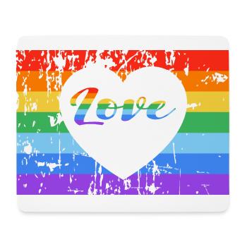 Rainbowflag aime arc-en-ciel coloré LGBT CSD Gay - Tapis de souris (format paysage) - blanc - Devant