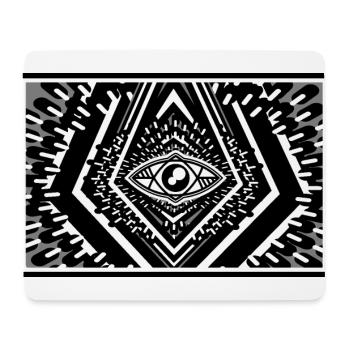 Monochrome Radiant Eye Sun Rays in Space - Mouse Pad (horizontal) - white - Front