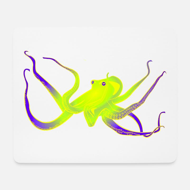 Néon Octopus - Tapis de souris (format paysage) - blanc