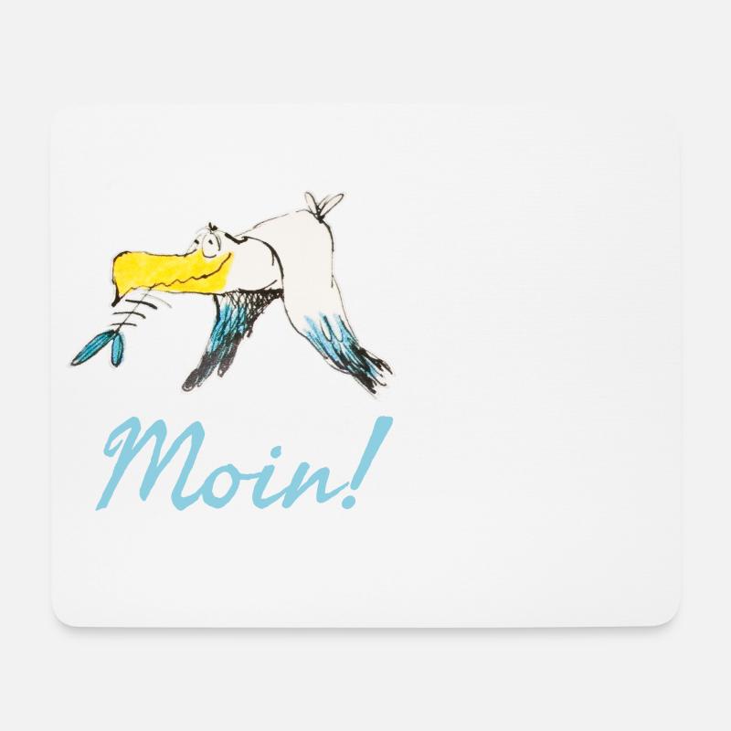 Lustige Moin Möwe von Volker Ernsting - Mousepad (Querformat) - Weiß