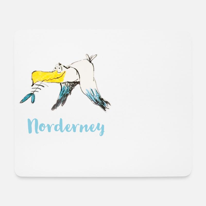 Lustige Norderney Moewe - Mousepad (Querformat) - Weiß