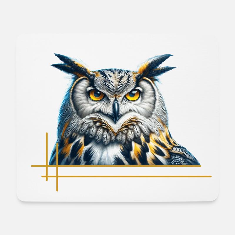 Beeindruckender Uhu - Mousepad (Querformat) - Weiß