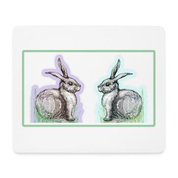 Motif lapin - Tapis de souris (format paysage) - blanc - Devant