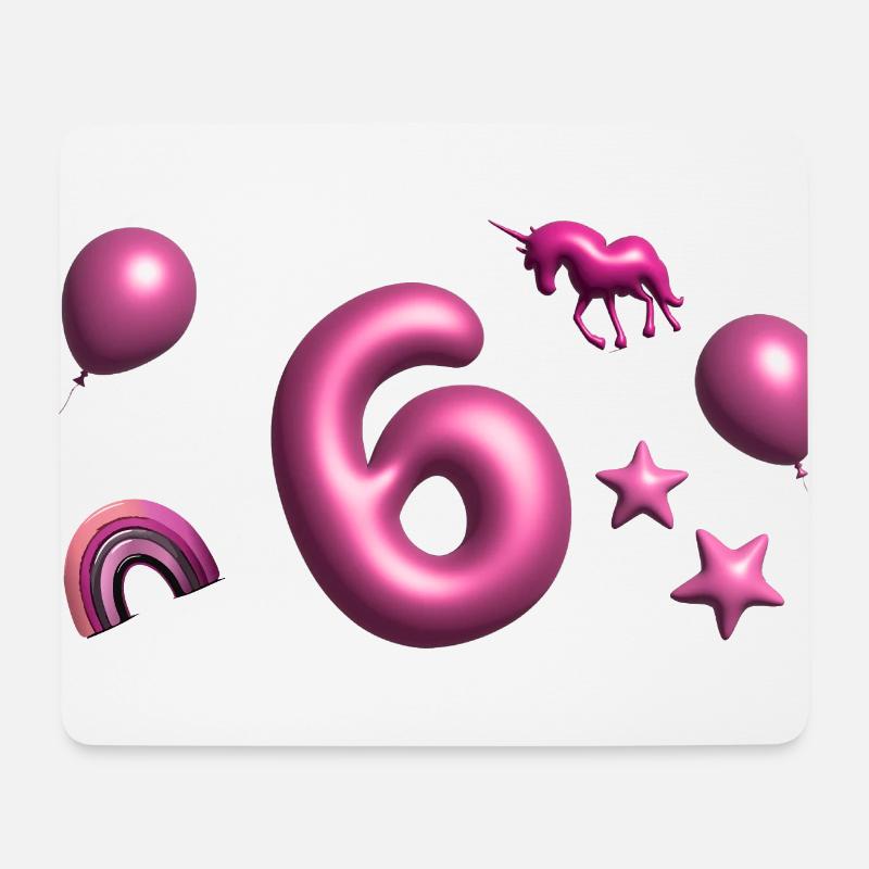6 Jahre,Luftballon,Einhorn,3D, 3D Schrift - Mousepad (Querformat) - Weiß