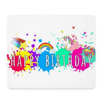 Splash, colorful, happy birthday, birthday, unicorn - Mouse Pad (horizontal) - white - Front