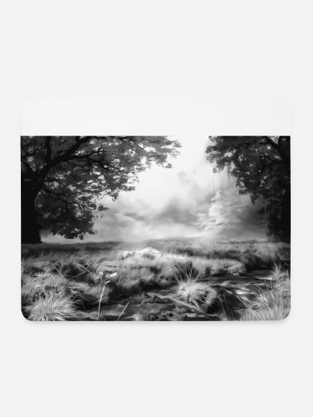 Acryl Nebelwald Gemälde 2 acrbw - Mousepad (Querformat) - Weiß