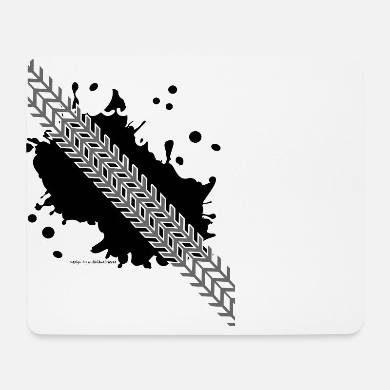 ReifenSpur mit Pfuetze - Mousepad (Querformat) - Weiß