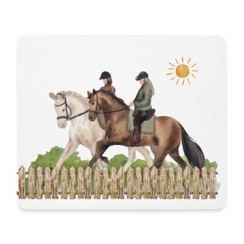 Horse riding with a friend. - Mouse Pad (horizontal) - white - Front