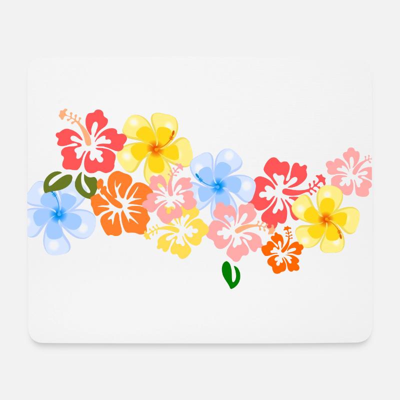 Blumen Hibiskus Blüten tropisch Hawaii Shirt bunt - Mousepad (Querformat) - Weiß