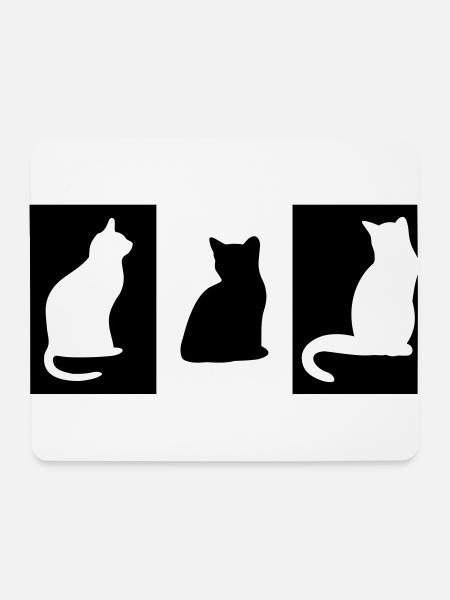 DZ0004 Katzenplättchen Katzenstatue - Mousepad (Querformat) - Weiß
