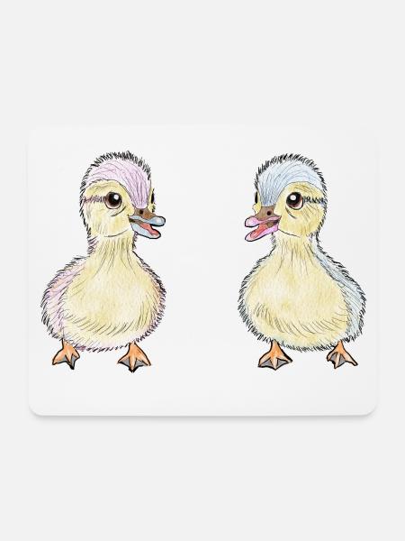Zwei kleine Enten - Mousepad (Querformat) - Weiß
