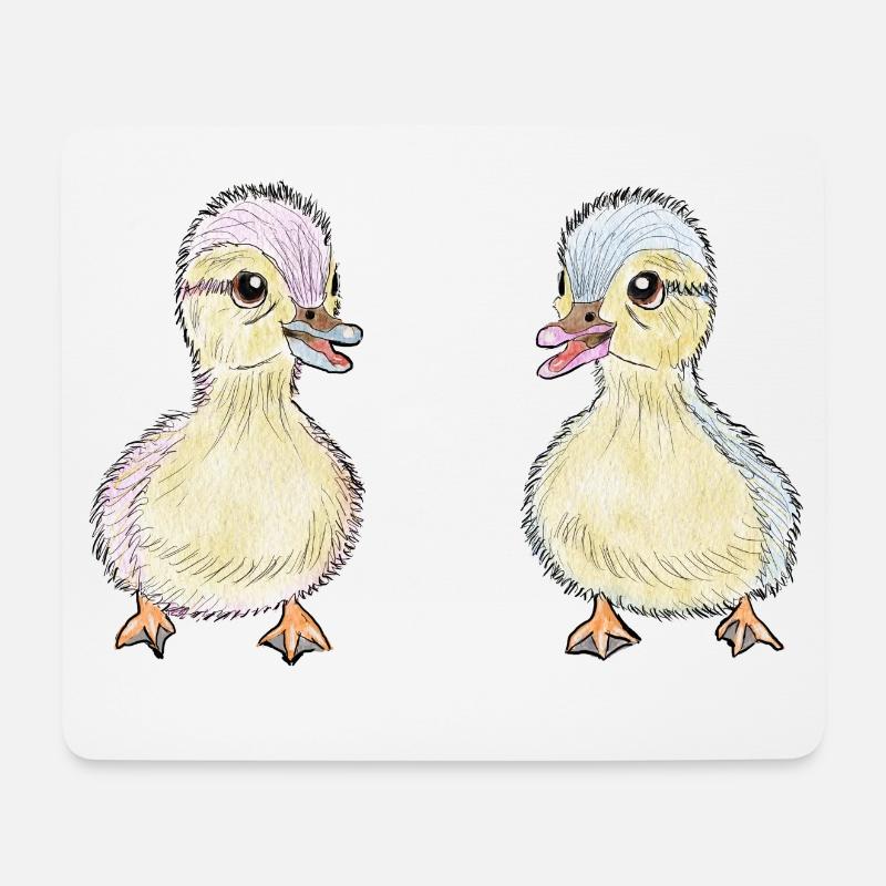 Zwei kleine Enten - Mousepad (Querformat) - Weiß