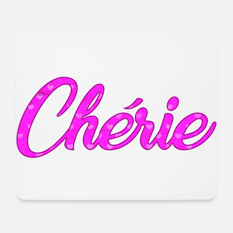 Chérie - Mousepad (Querformat) - Weiß
