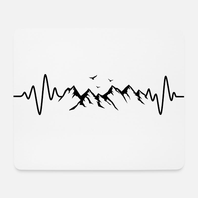 Berge Herzschlag Alpin Wandern Liebe Berg - Mousepad (Querformat) - Weiß