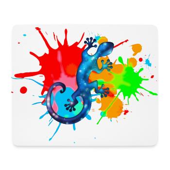 Space Gecko, Farbe, Bunt, Spritzer, surfen, Farben - Mousepad (Querformat) - Weiß - Vorne