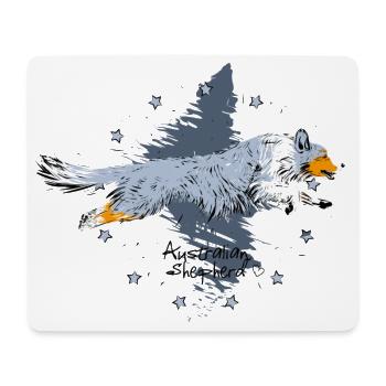 blue merle Australian Shepherd, springend - Mousepad (Querformat) - Weiß - Vorne