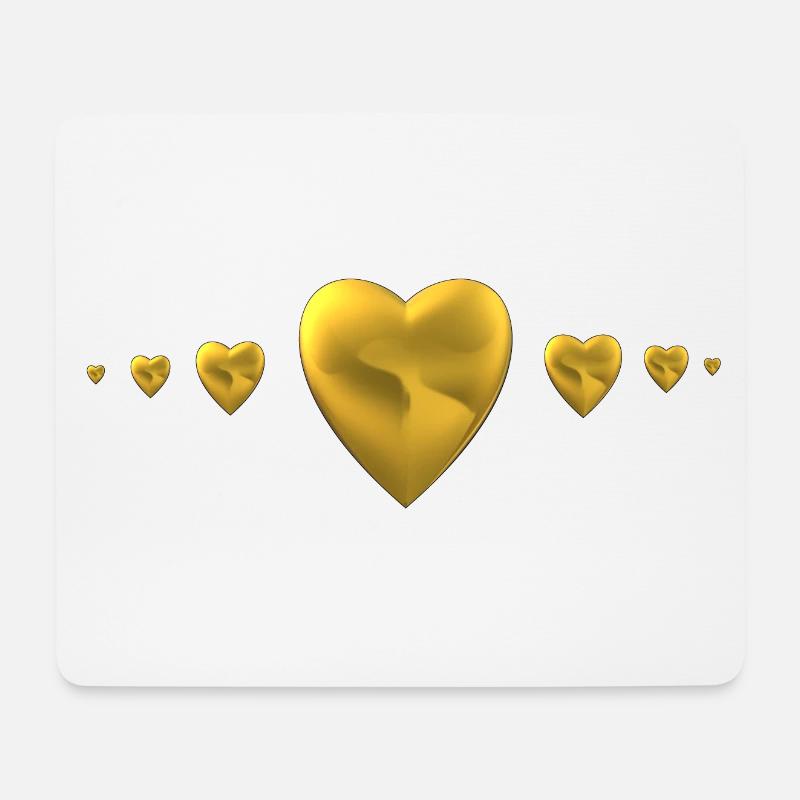 goldene Herzen - Mousepad (Querformat) - Weiß