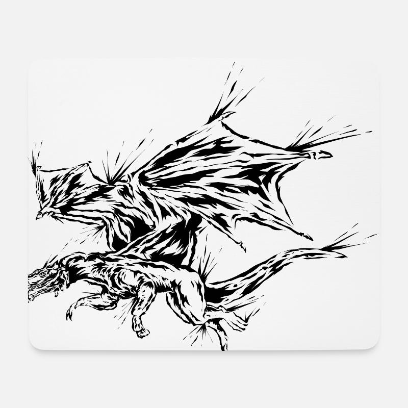 Drache - Mousepad (Querformat) - Weiß