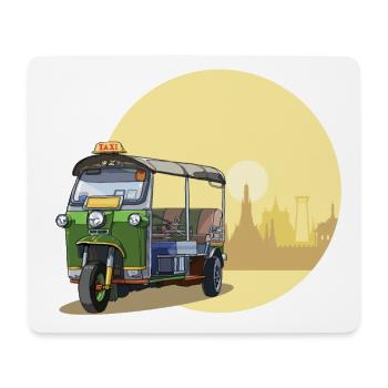 Thailand Taxi TukTuk mit Wat Pho Tempel im Hinterg - Mousepad (Querformat) - Weiß - Vorne