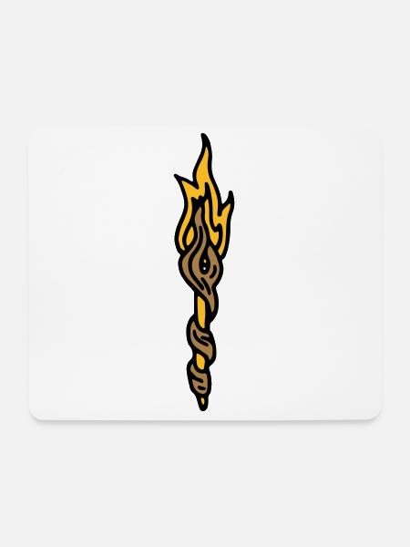 Zauberstab Fackel Zauberer Magie Magier - Mousepad (Querformat) - Weiß