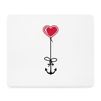 anker herz matrose kapitaen seemann schiff boot me - Mousepad (Querformat) - Weiß - Vorne