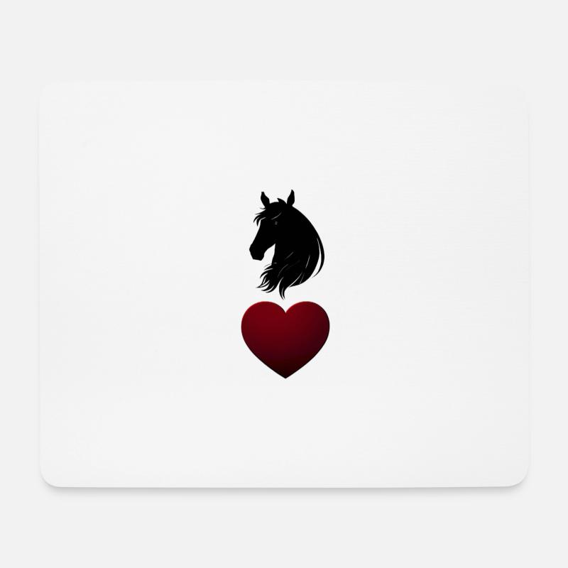 Pferd und Herz - Mousepad (Querformat) - Weiß