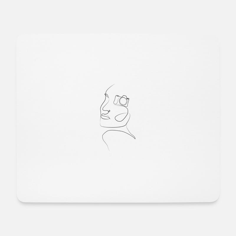 Einzeiliges Fotografengesicht - Mousepad (Querformat) - Weiß
