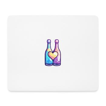 Flasche Paar Party Sekt Liebe Herz Valentinstag - Mousepad (Querformat) - Weiß - Vorne