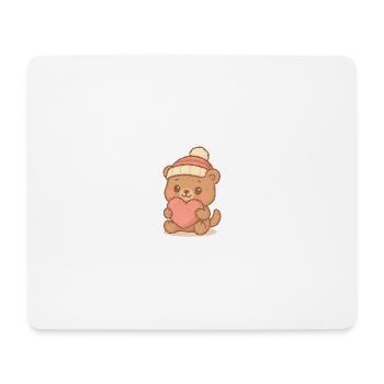 Kawaii Love Bear – Baby Teddy Bear with a Pink Heart - Mouse Pad (horizontal) - white - Front
