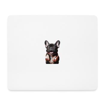 Bouledogue français avec écouteurs - Tapis de souris (format paysage) - blanc - Devant