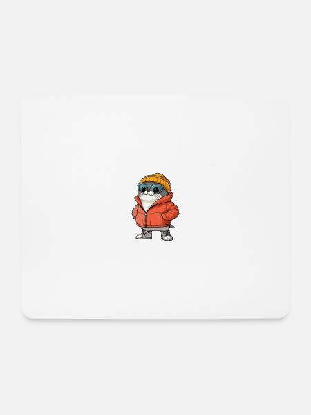 Robbe Tier Winter Comic - Mousepad (Querformat) - Weiß