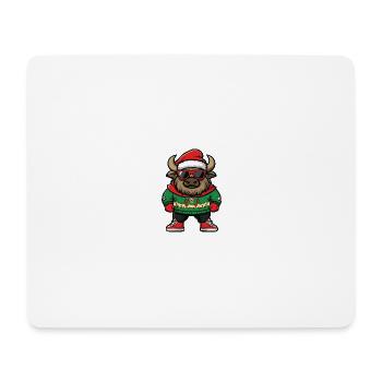 Bison Weihnachten Cool X-Mas - Mousepad (Querformat) - Weiß - Vorne