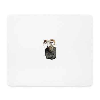 Ram im Pullover surreales Porträt - Mousepad (Querformat) - Weiß - Vorne