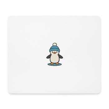 Winter penguin with blue cap – cute - Mouse Pad (horizontal) - white - Front