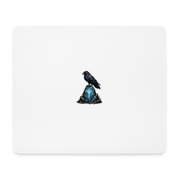 Rabe auf Runenfels mit Leuchtzeichen - Mousepad (Querformat) - Weiß - Vorne