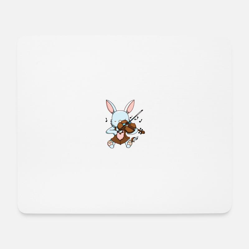 Hase spielt Geige - Mousepad (Querformat) - Weiß