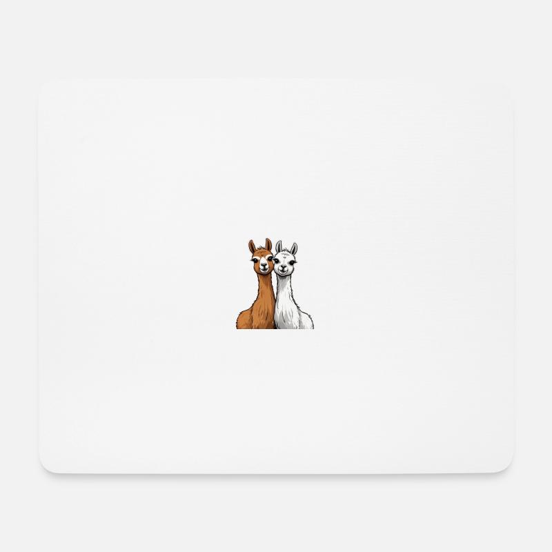 Two cute llamas - Mouse Pad (horizontal) - white