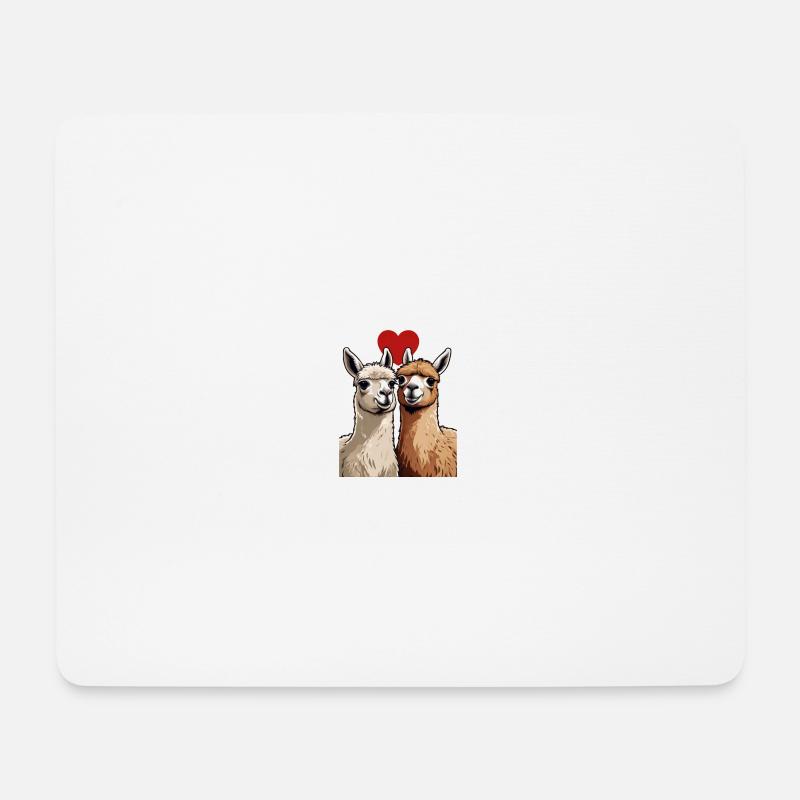 Verliebte Lamas - Mousepad (Querformat) - Weiß