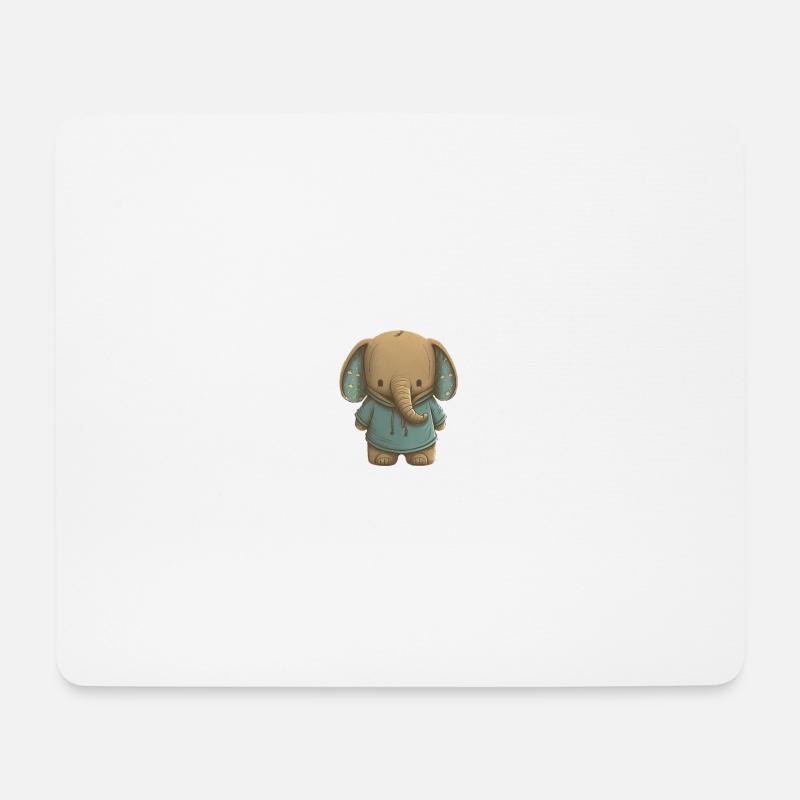 Süßer Elefant mit grünem Pullover für Kinder - Mousepad (Querformat) - Weiß
