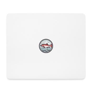 Sakura Stream: Rosa Lachskunst im japanischen Stil - Mousepad (Querformat) - Weiß - Vorne
