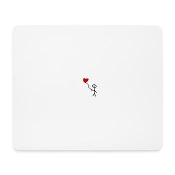 Strichfigur mit Herz Luftballon - Mousepad (Querformat) - Weiß - Vorne