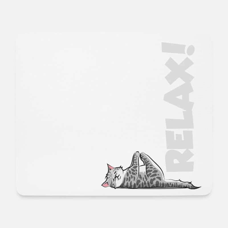 Relax Katze Yoga Gymnastik chillen Meditation - Mousepad (Querformat) - Weiß