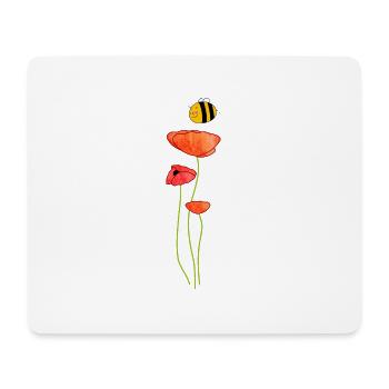 Mohn mit Biene - Mousepad (Querformat) - Weiß - Vorne